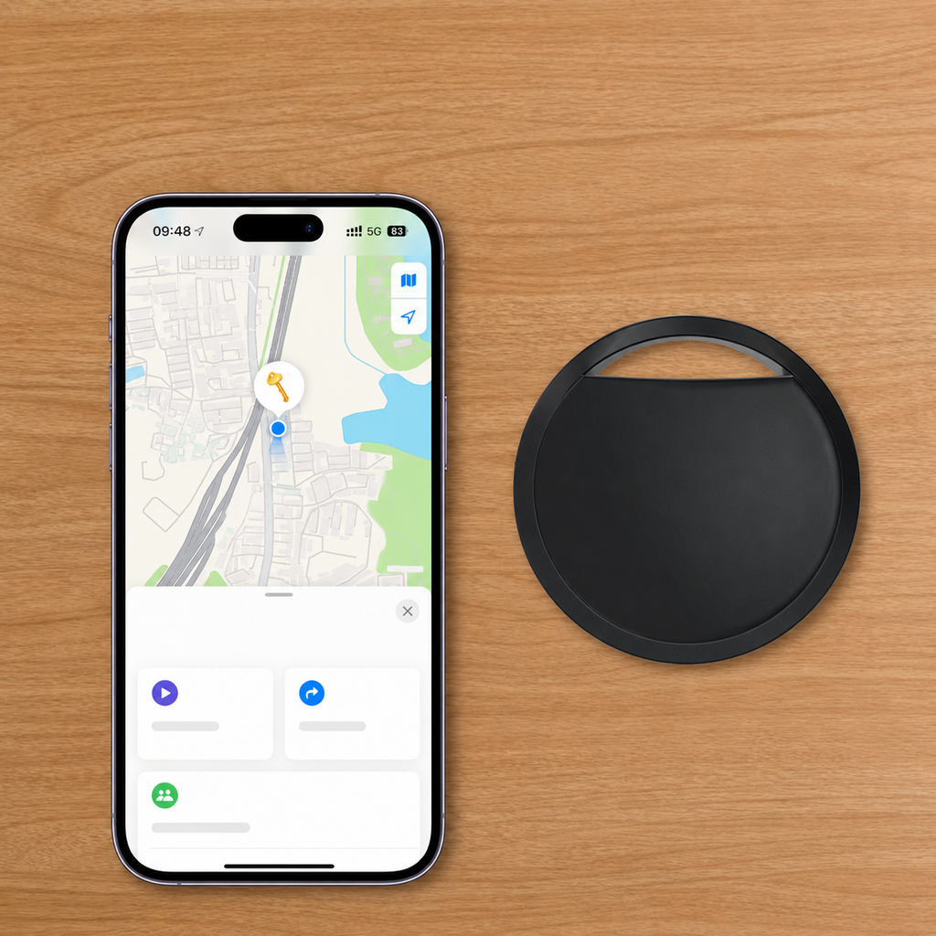 Smart Tag Bluetooth-spårare kompatibel med Apples Hitta mitt-nätverk, sedd från ovan